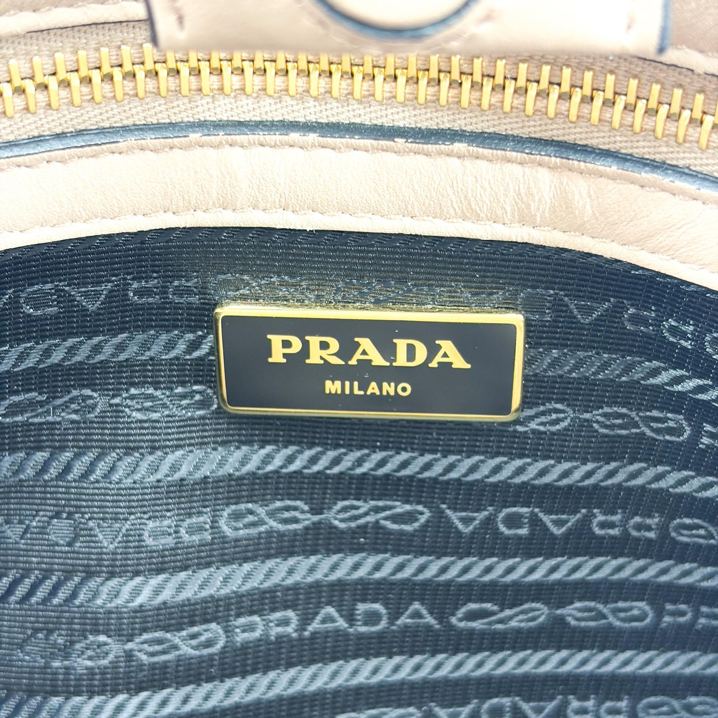 Prada Saffiano Soft Calfskin Two-Way Tote Bag Cameo Gold Hardware