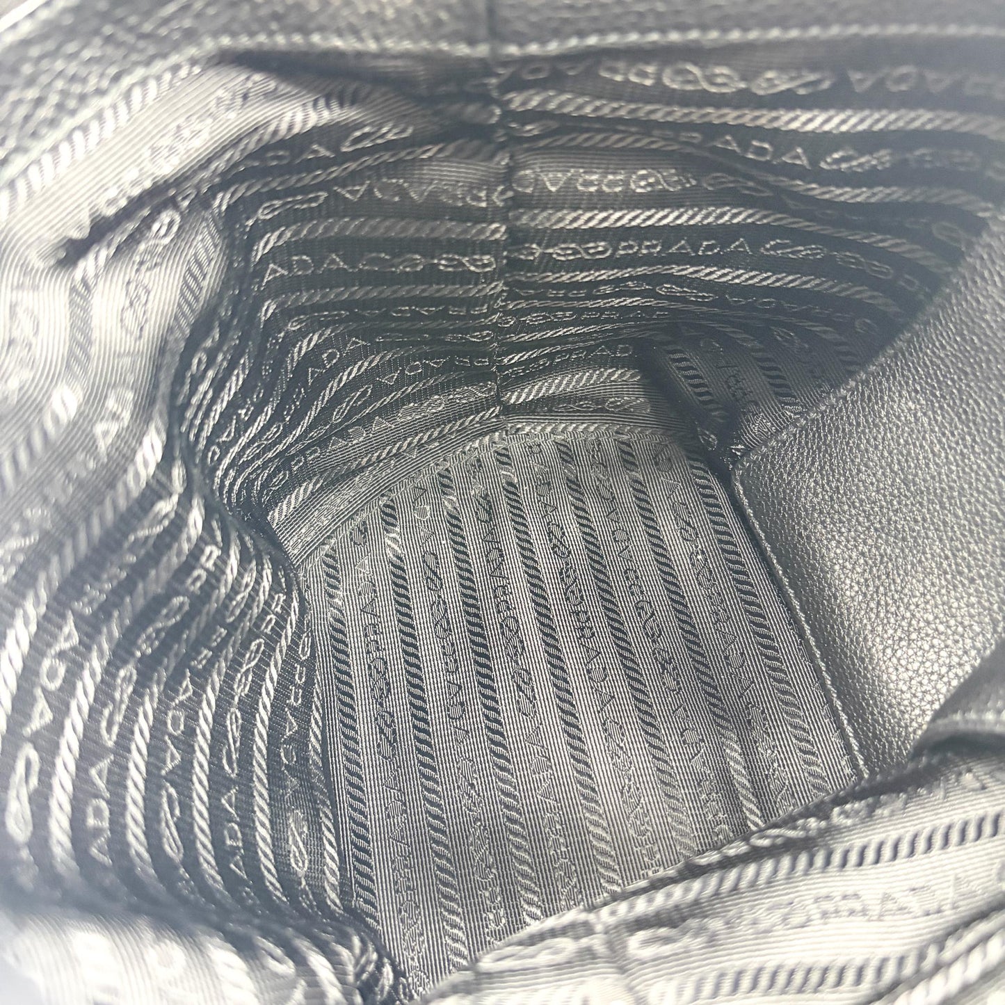 Prada Vitello Daino Leather Bucket Bag Black Silver Hardware