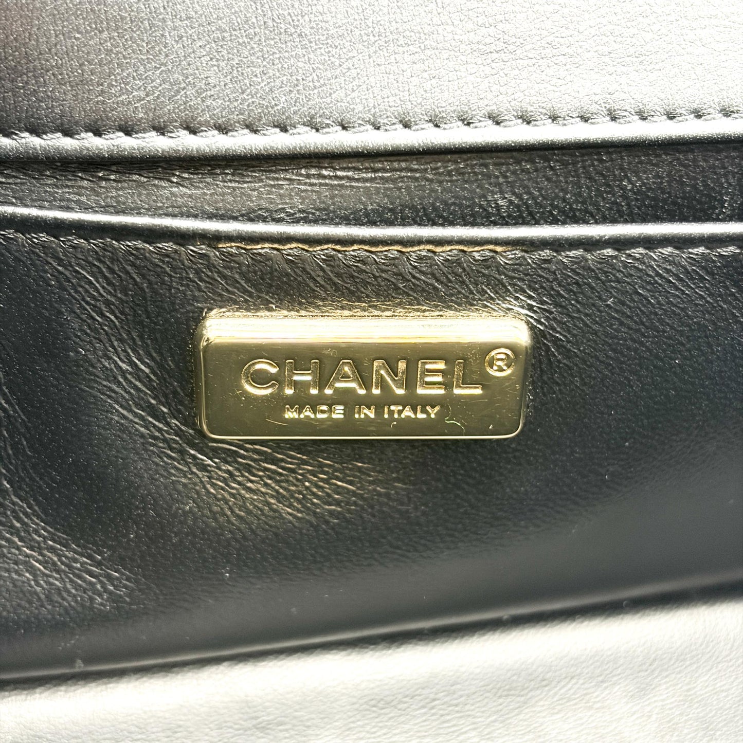 Chanel Boy Chanel Flap Bag Chain Emblem Small Black Gold Hardware