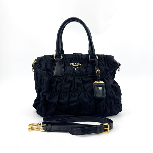 Prada Tessuto Gaufre Tote Bag Black