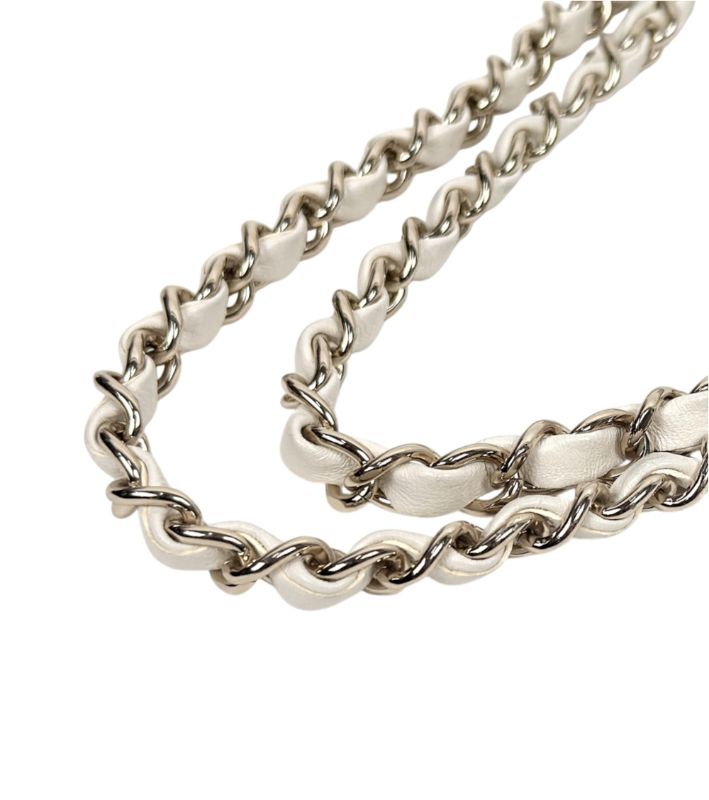 Chanel White Tweed CC Flap Chain Shoulder Bag