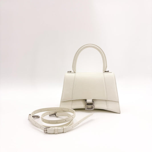 Sac Balenciaga Hourglass XS à poignée supérieure blanc