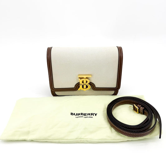 Burberry TB Mini Two-Tone Canvas Shoulder Bag