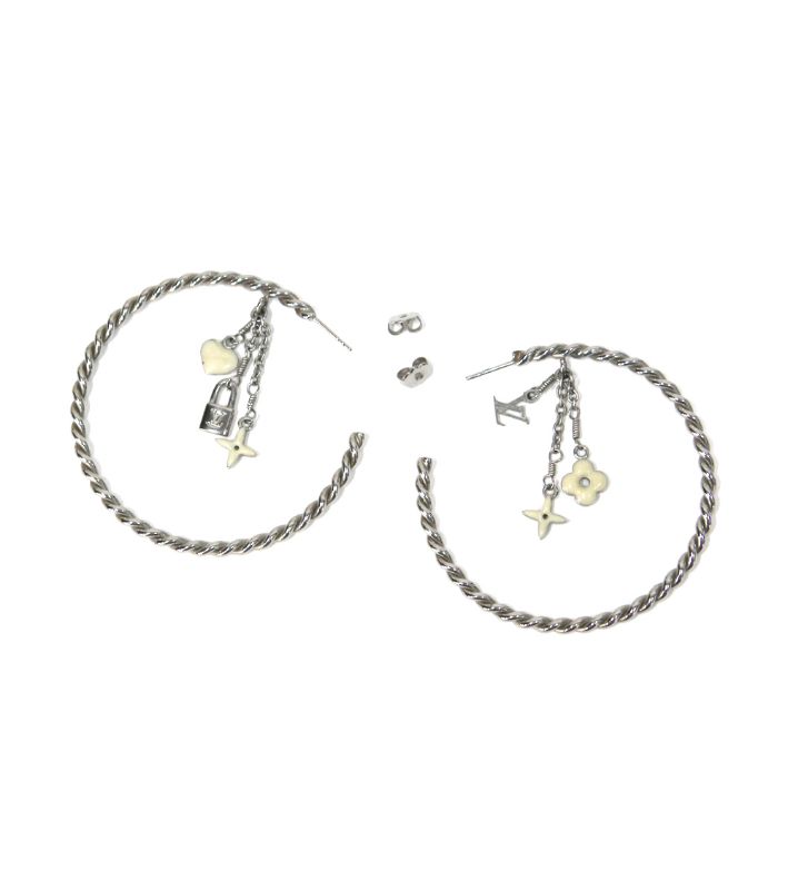 Louis Vuitton Monogram Hoop Silver Earrings