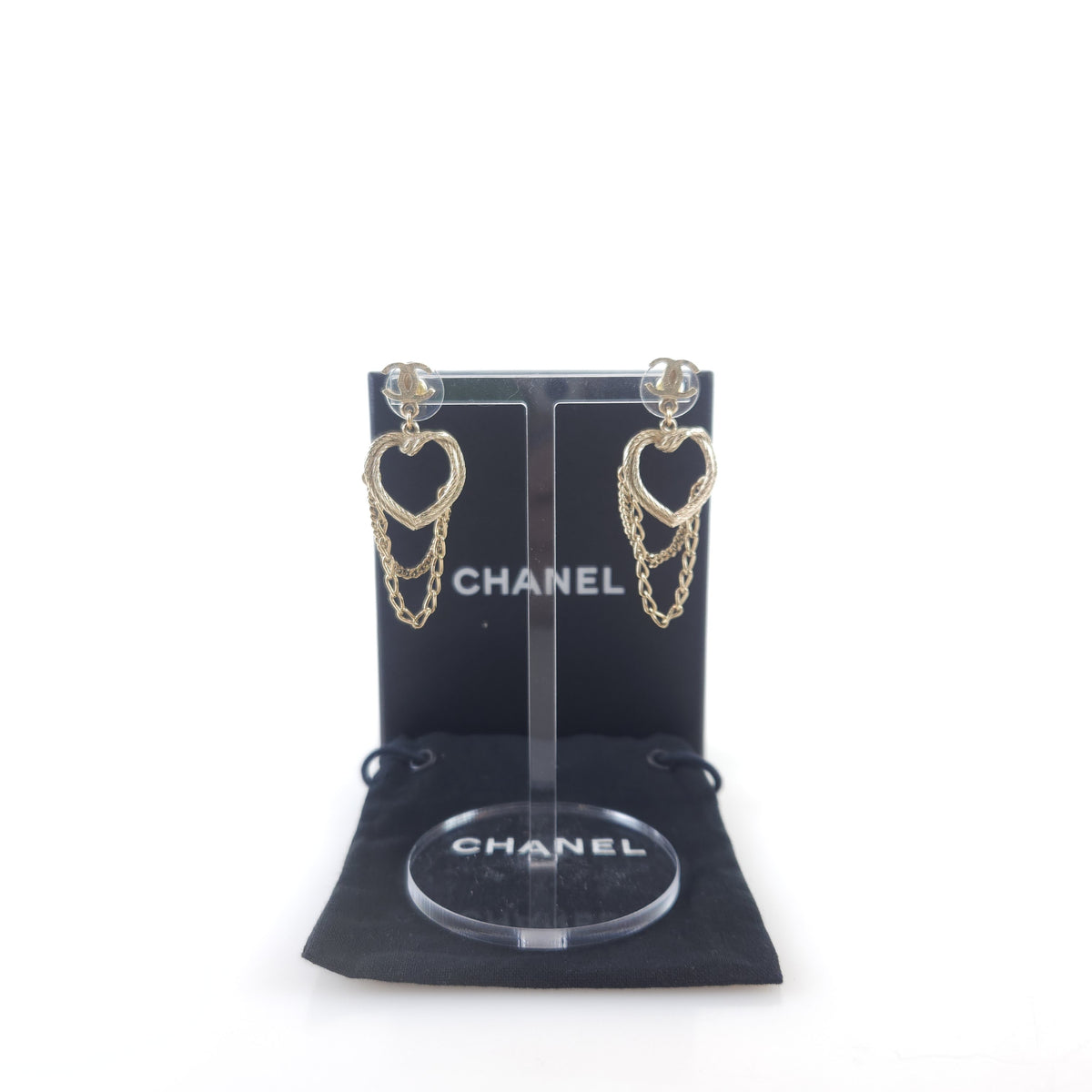 CC Heart Chain Earrings
