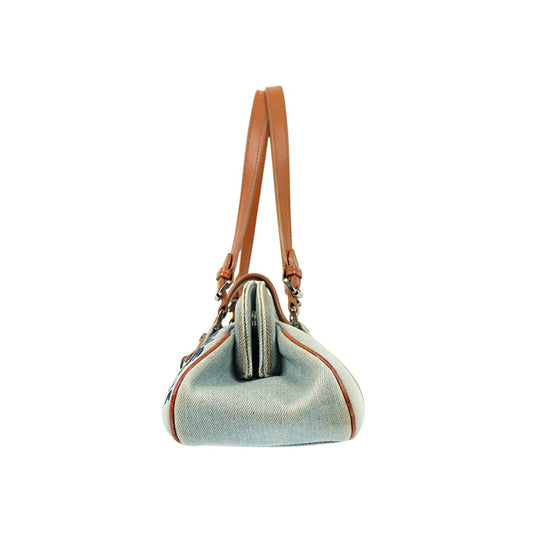 Dior Denim Flower "D" Logo Shoulder Bag