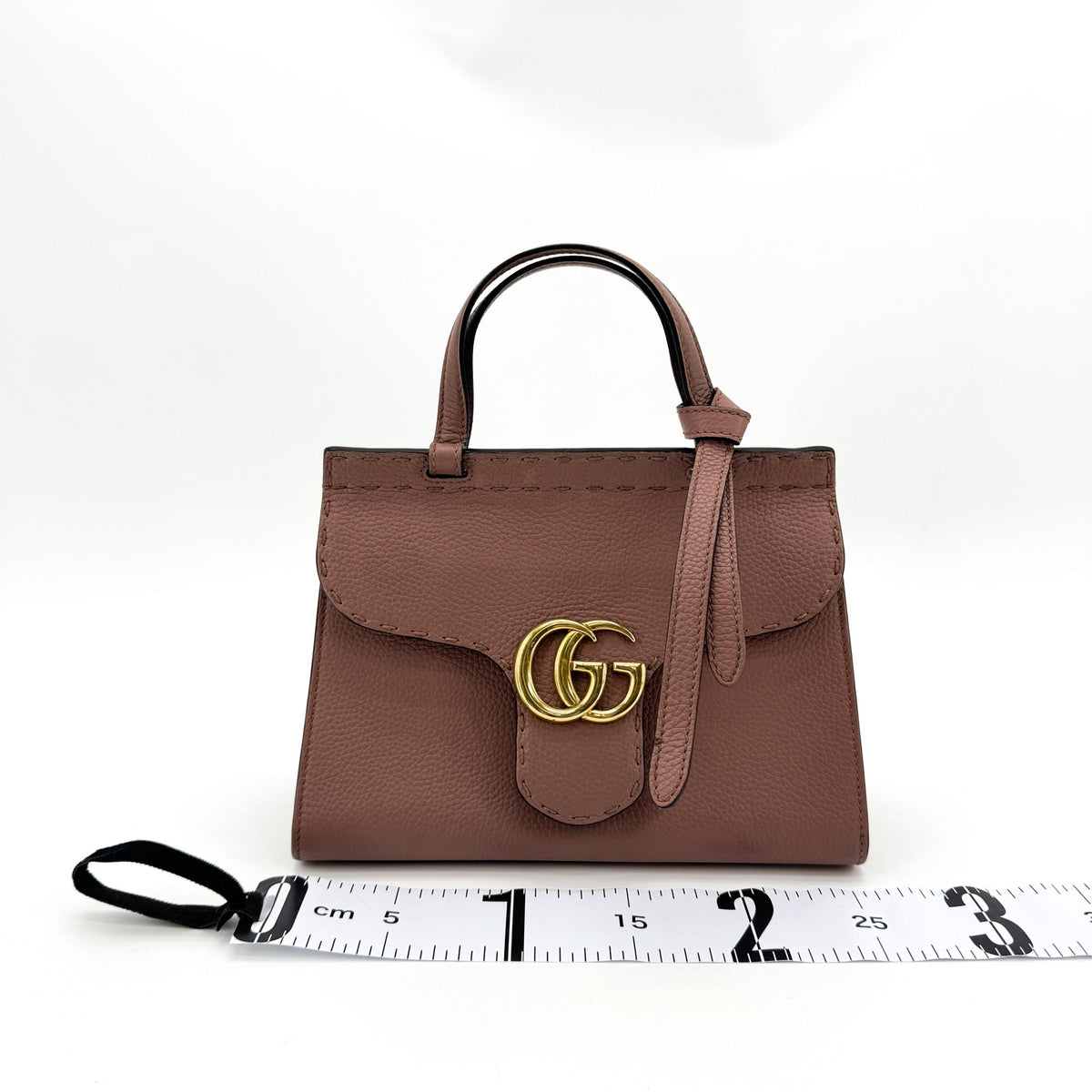 Gucci GG Marmont Mini Leather Top Handle Bag in Dash Pink