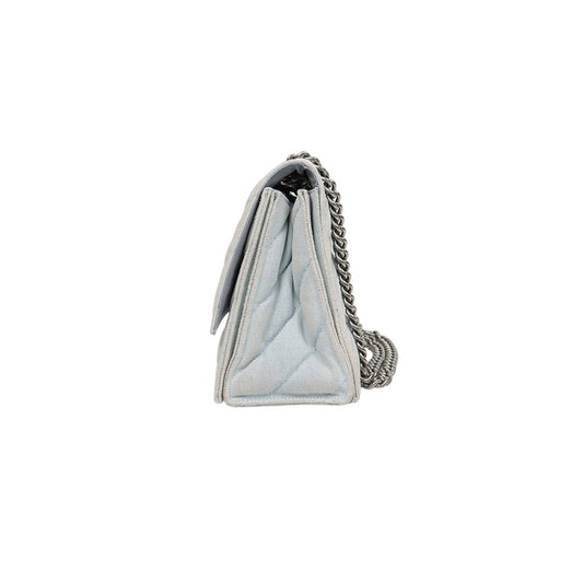 Balenciaga Quilted Denim Crush Chain Shoulder Bag