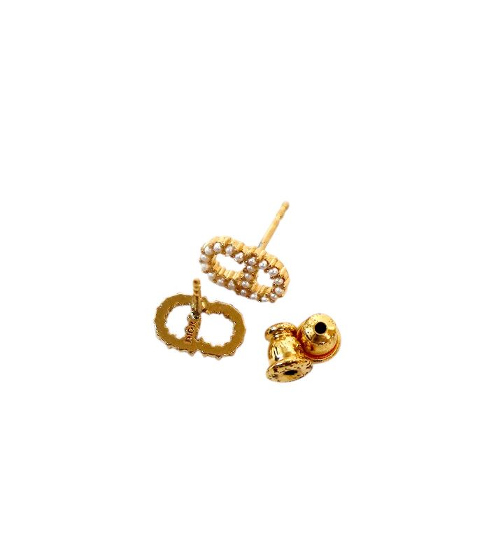 Dior Pearl Claire D Rune Gold Earrings