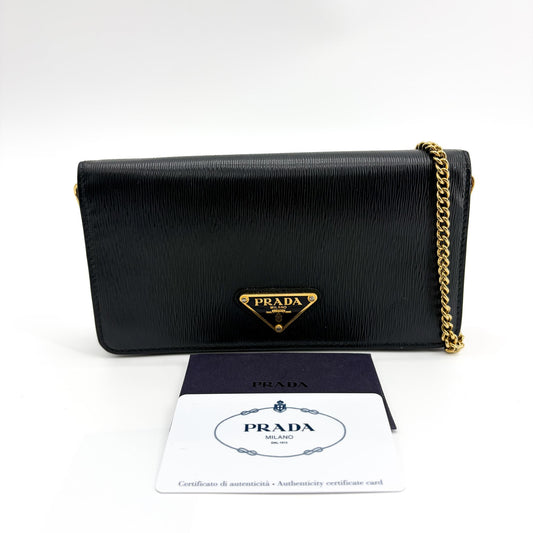 Sac porté épaule Prada Vitello Move Triangle Logo à chaîne noir