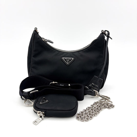 Sac bandoulière Prada Re-edition 2005 en nylon noir