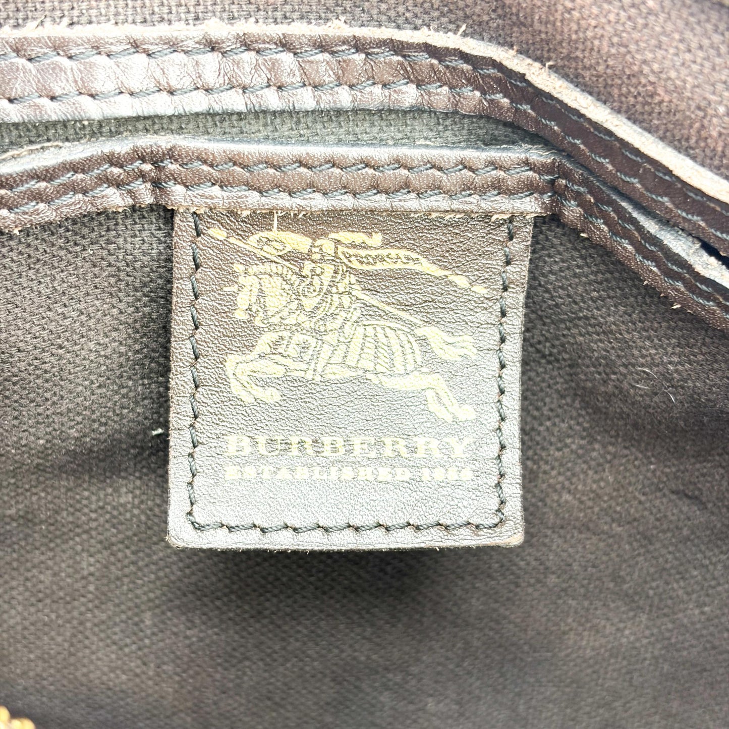 Burberry Haymarket Check Mini Boston Bag Brown