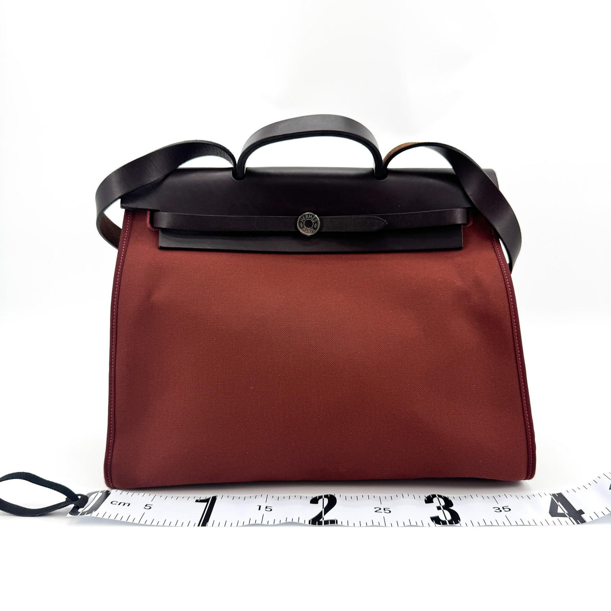 Hermès Herbag 31 PM Burgundy Brown Silver Hardware