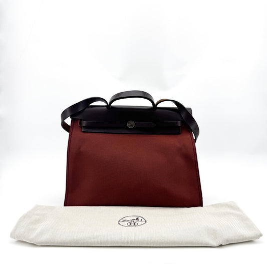 Hermès Herbag 31 PM Burgundy Brown Silver Hardware
