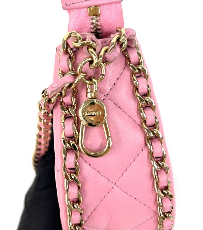 Chanel Pink Leather Mini Half Moon Crossbody Bag
