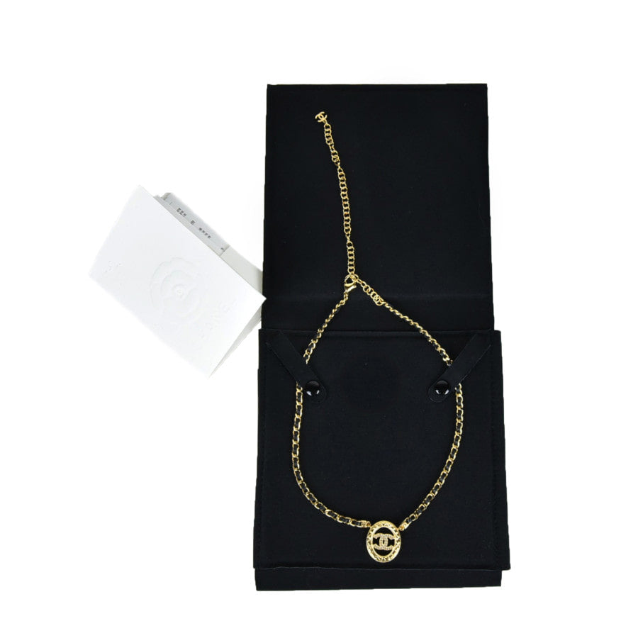 CC Round Leather Chain Necklace ABD753