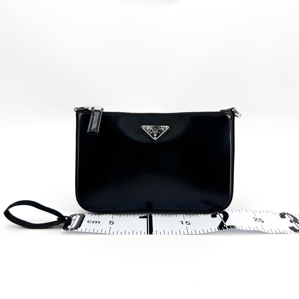 Prada Brushed Leather Mini Crossbody Bag Black