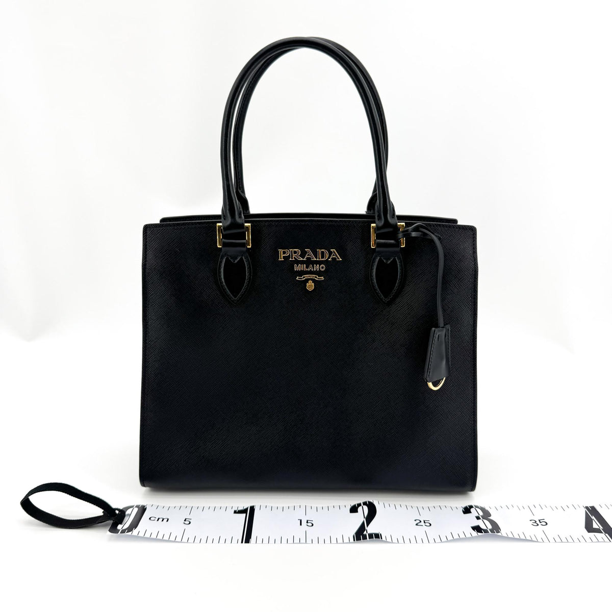 Prada Saffiano Luxe Tote Bag Medium Black Gold Hardware