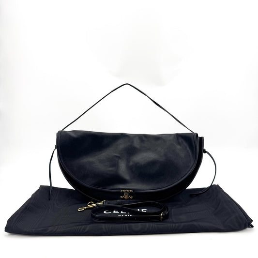 Celine Triomphe Soft Leather Crossbody Bag Black