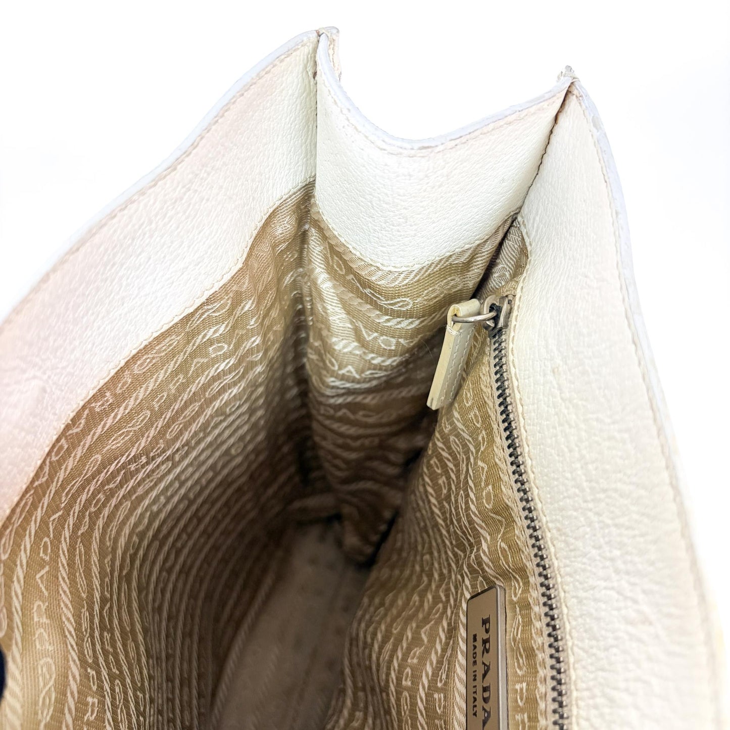 Prada Vitello Phoenix Leather Tote Bag Ivory