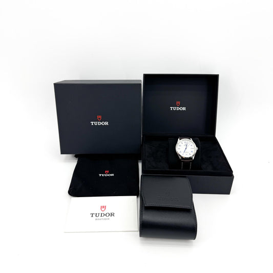 Tudor 1926 silver dial blue indices leather strap