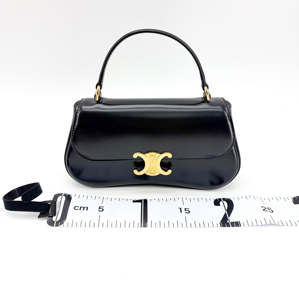 Celine Shiny Calfskin Top Handle Claude Bag Black