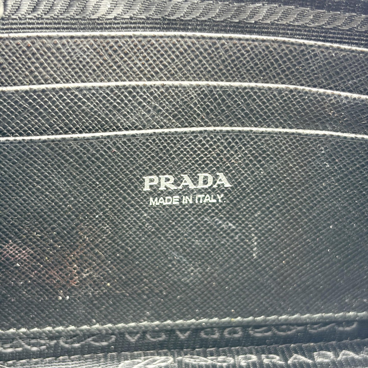 Prada Saffiano Leather Mini Chain Shoulder Bag Black