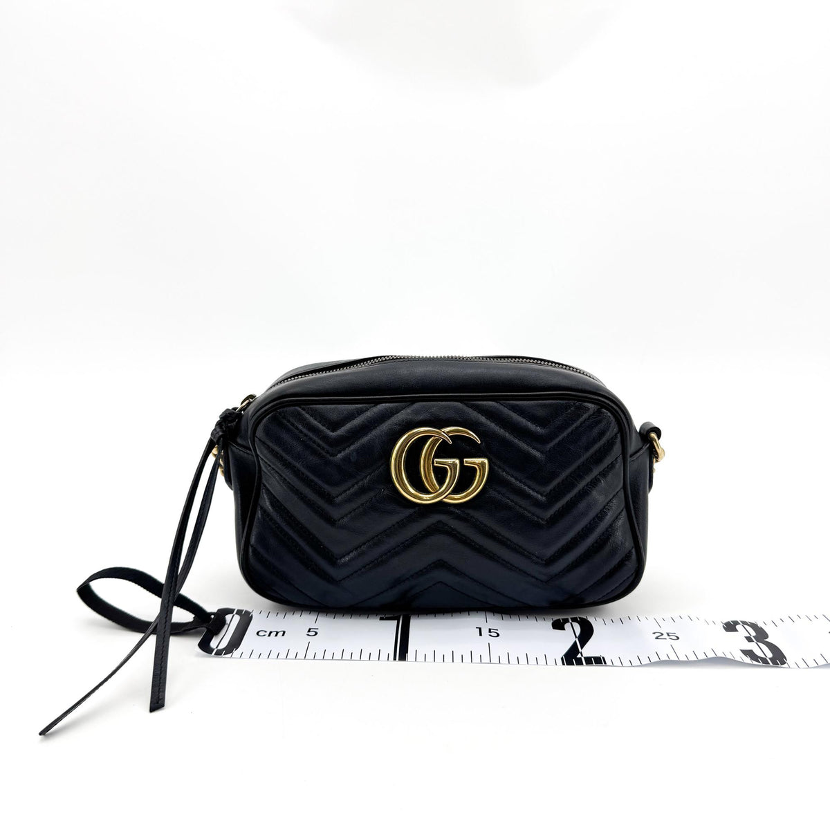 Gucci GG Marmont Matelassé Mini Crossbody Bag Gold Hardware Black