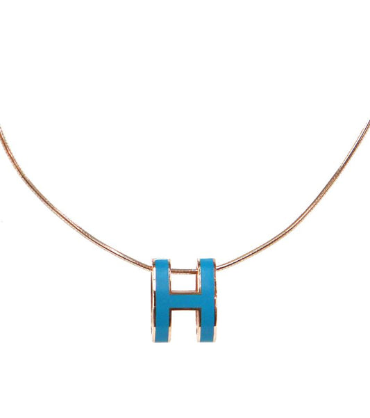 Hermès Blue Pop Art Gold Necklace