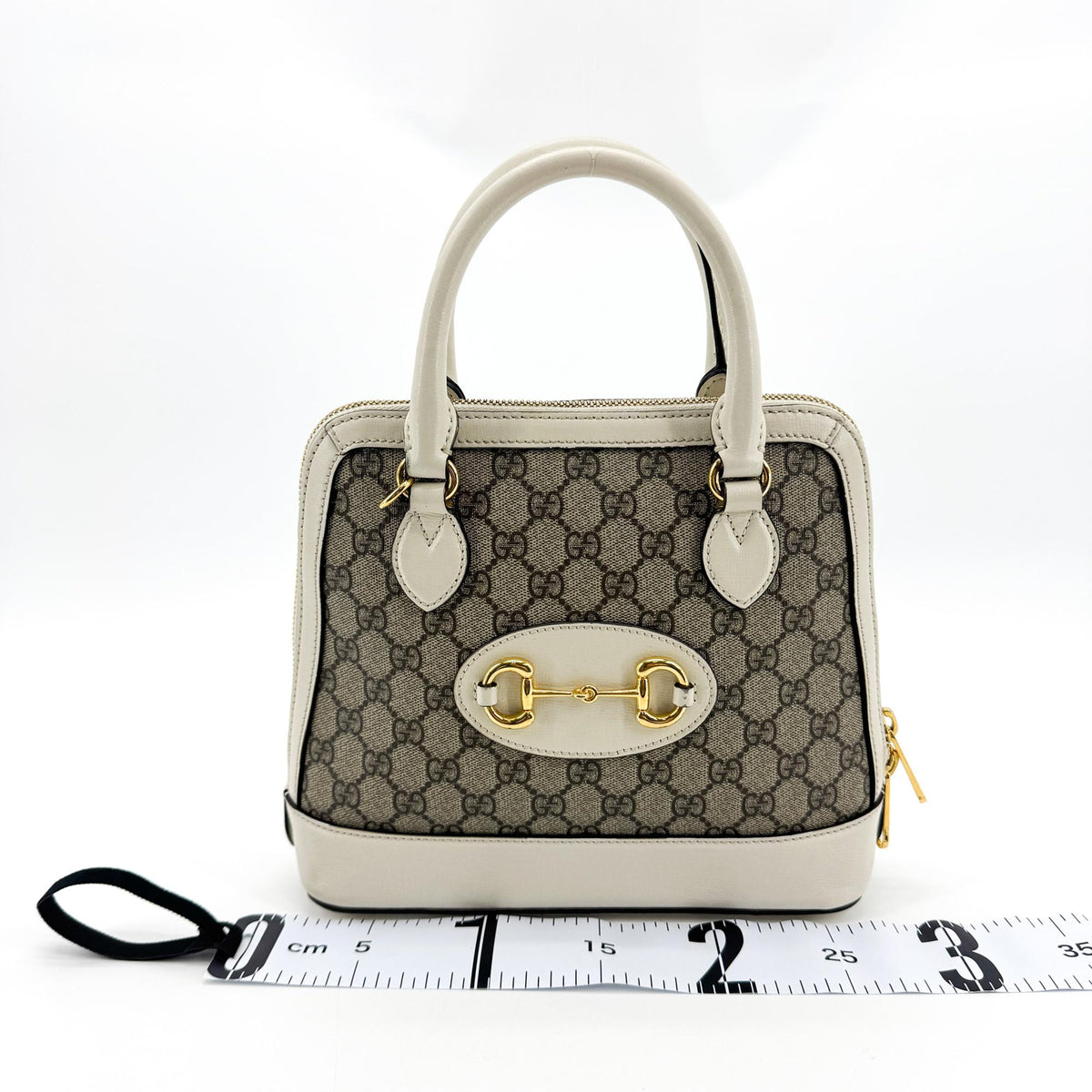 Gucci Horsebit 1955 Small Top Handle Bag White GG Supreme