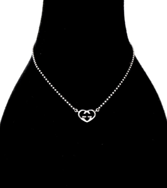 Gucci Silver Heart Interlocking Necklace