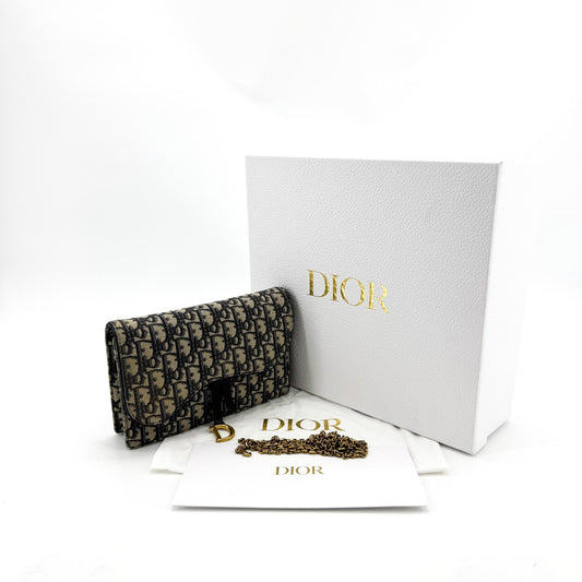 Dior Saddle Slim Clutch Blue Oblique Jacquard