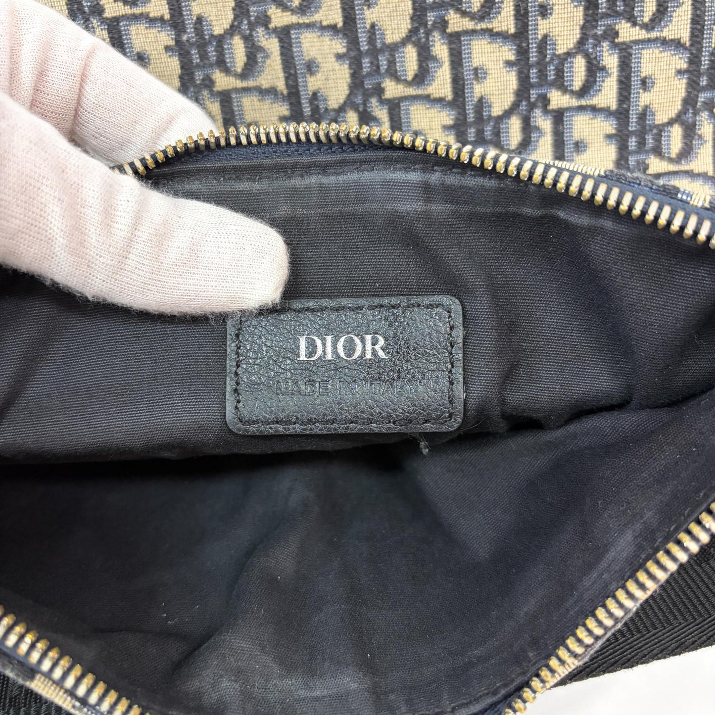 Dior Men's Oblique Saddle Bag Beige Black