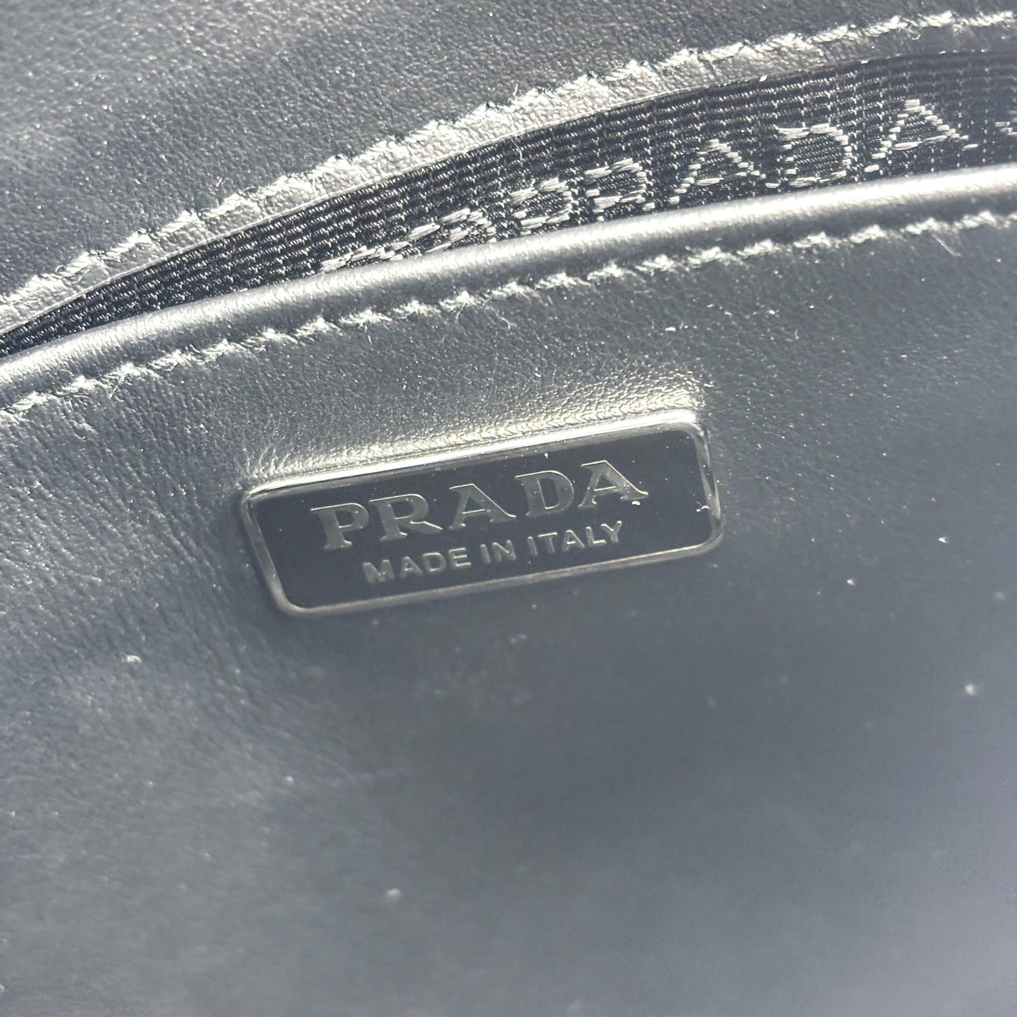 Prada Cleo Brushed Leather Flap Shoulder Bag Black