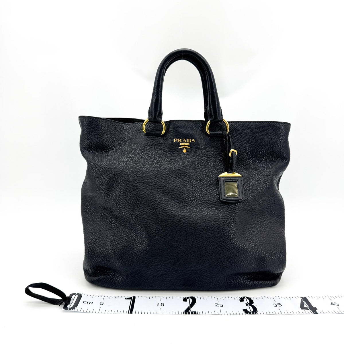 Prada Vitello Daino Tote Bag Black with Gold Hardware