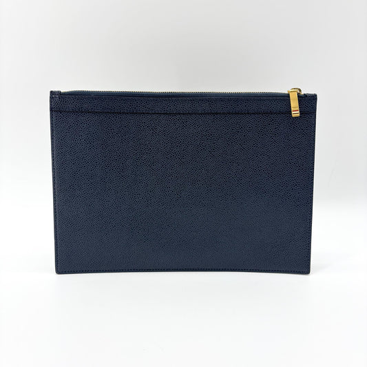 Thom Browne Anchor Embroidered Pebble Leather Document Holder Navy
