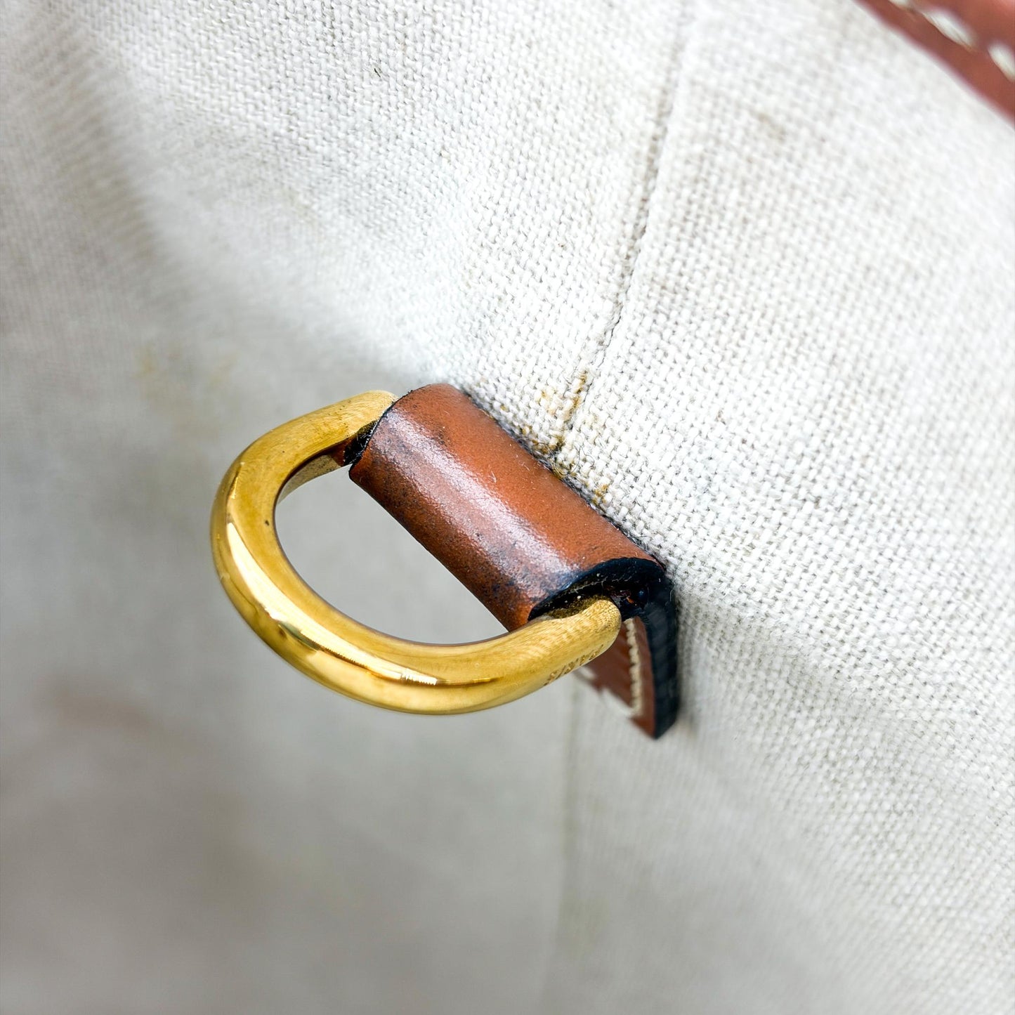Celine Small Bucket Cure Triomphe Textile and Calfskin Natural Tan