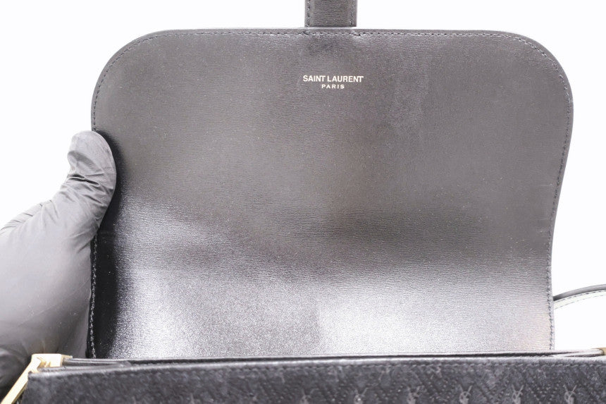 Monogram Small Velvet Satchel Crossbody Shoulder Bag Black 568604