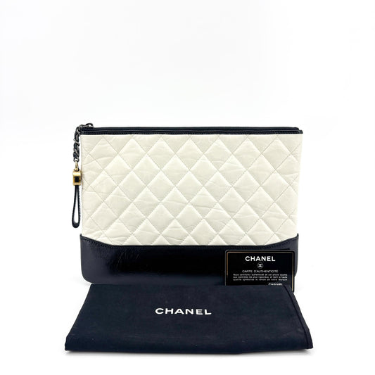 Chanel Gabrielle O-Case Pouch Medium Black White
