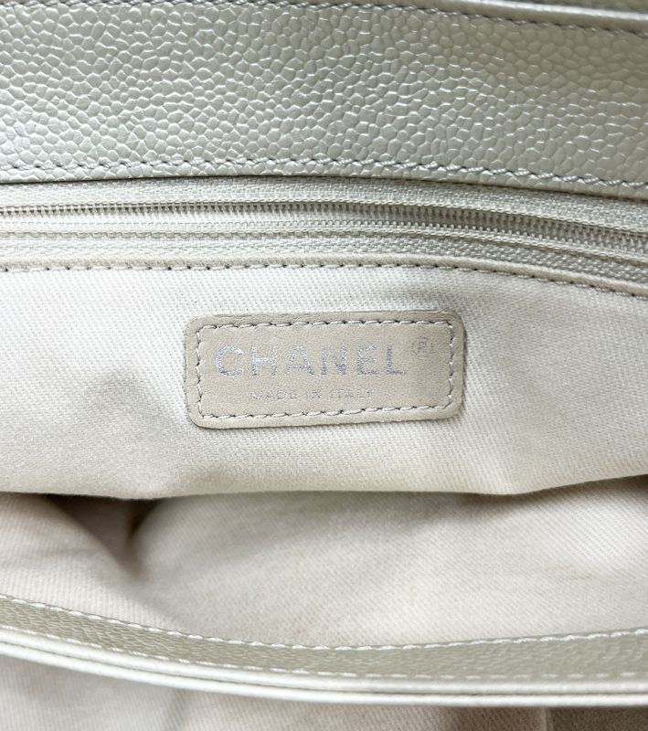 Chanel White Caviar Big CC Chain Shoulder Bag