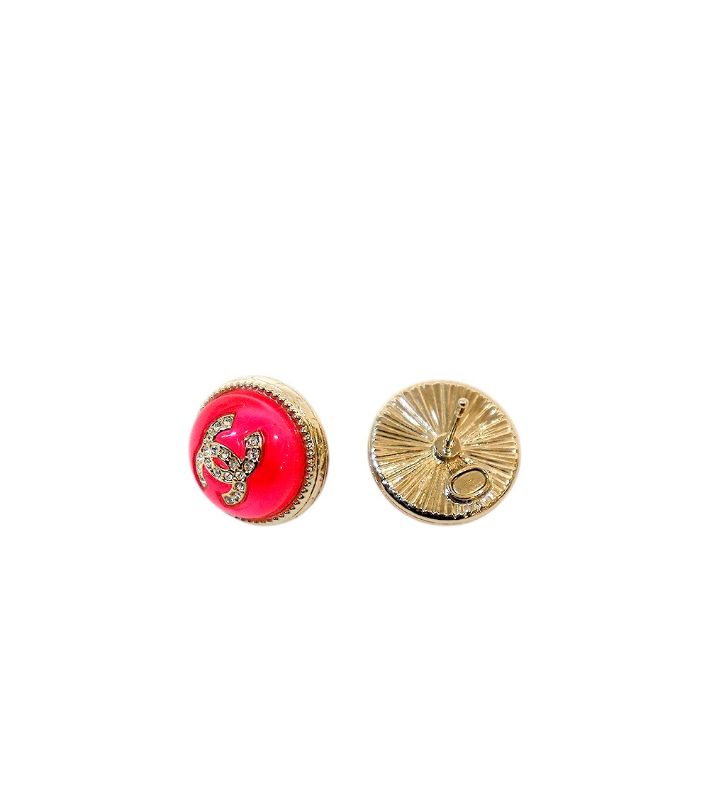 Chanel Pink Coco Logo Round Earrings