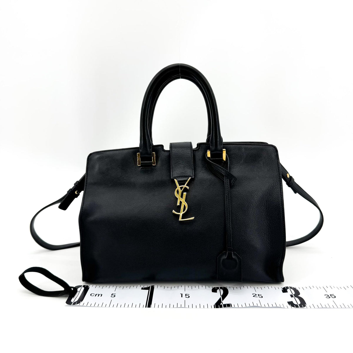 Saint Laurent Monogram Cabas Bag Small Black Gold Hardware