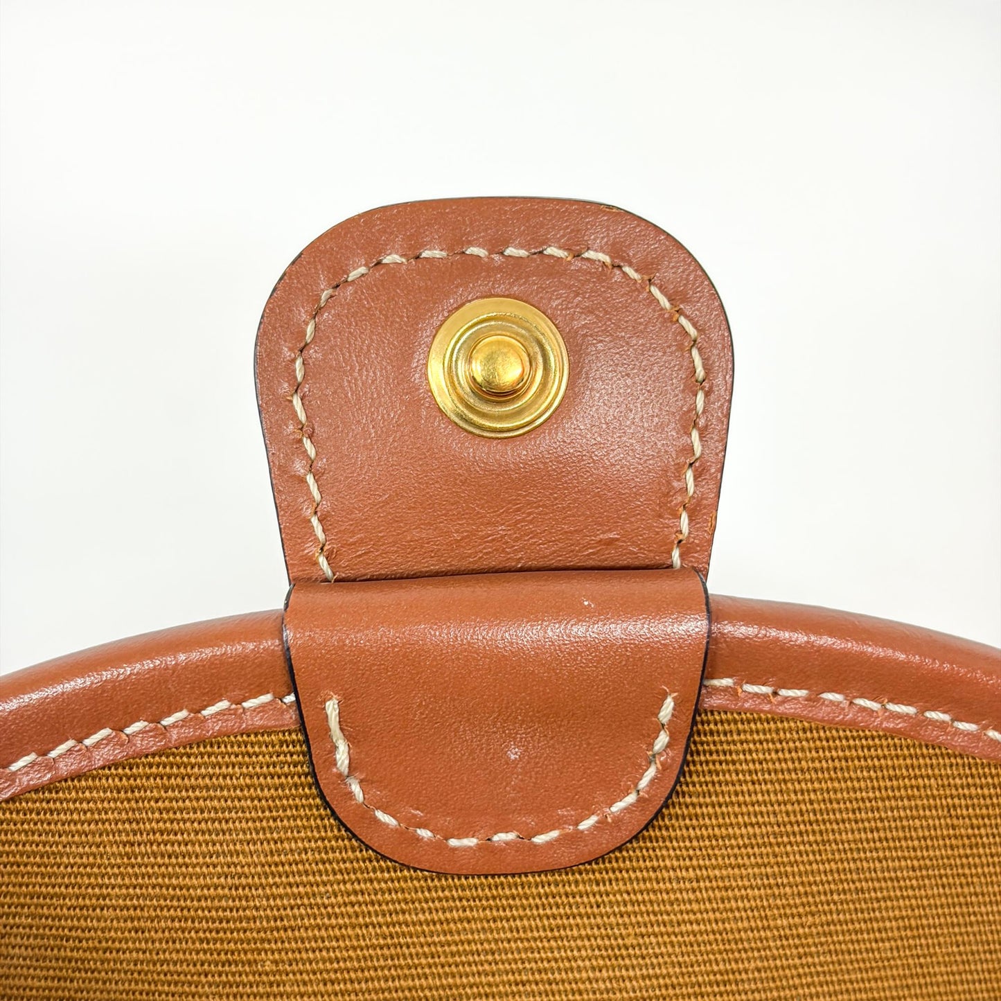 Celine Triomphe Canvas & Calfskin Small Besace White Tan