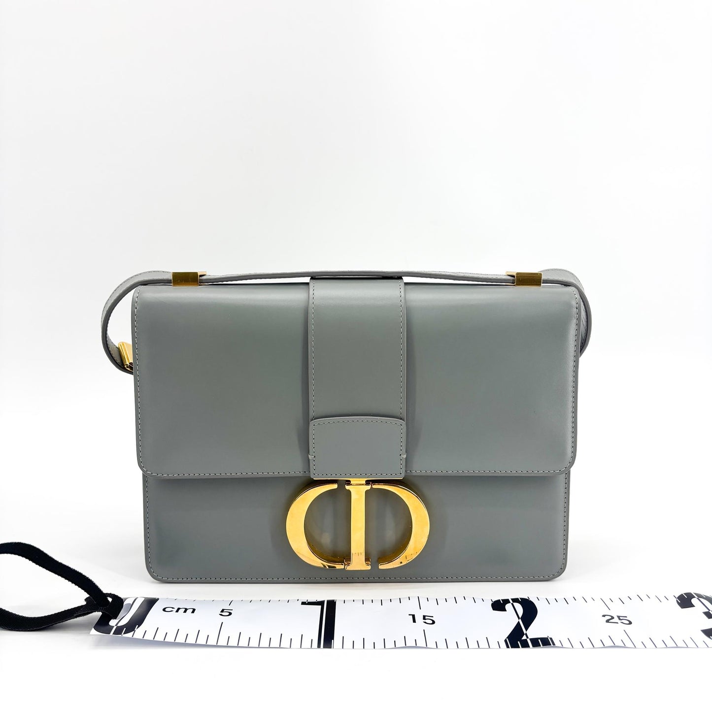 Dior 30 Montaigne Flap Bag Grey Box Calfskin Gold Hardware