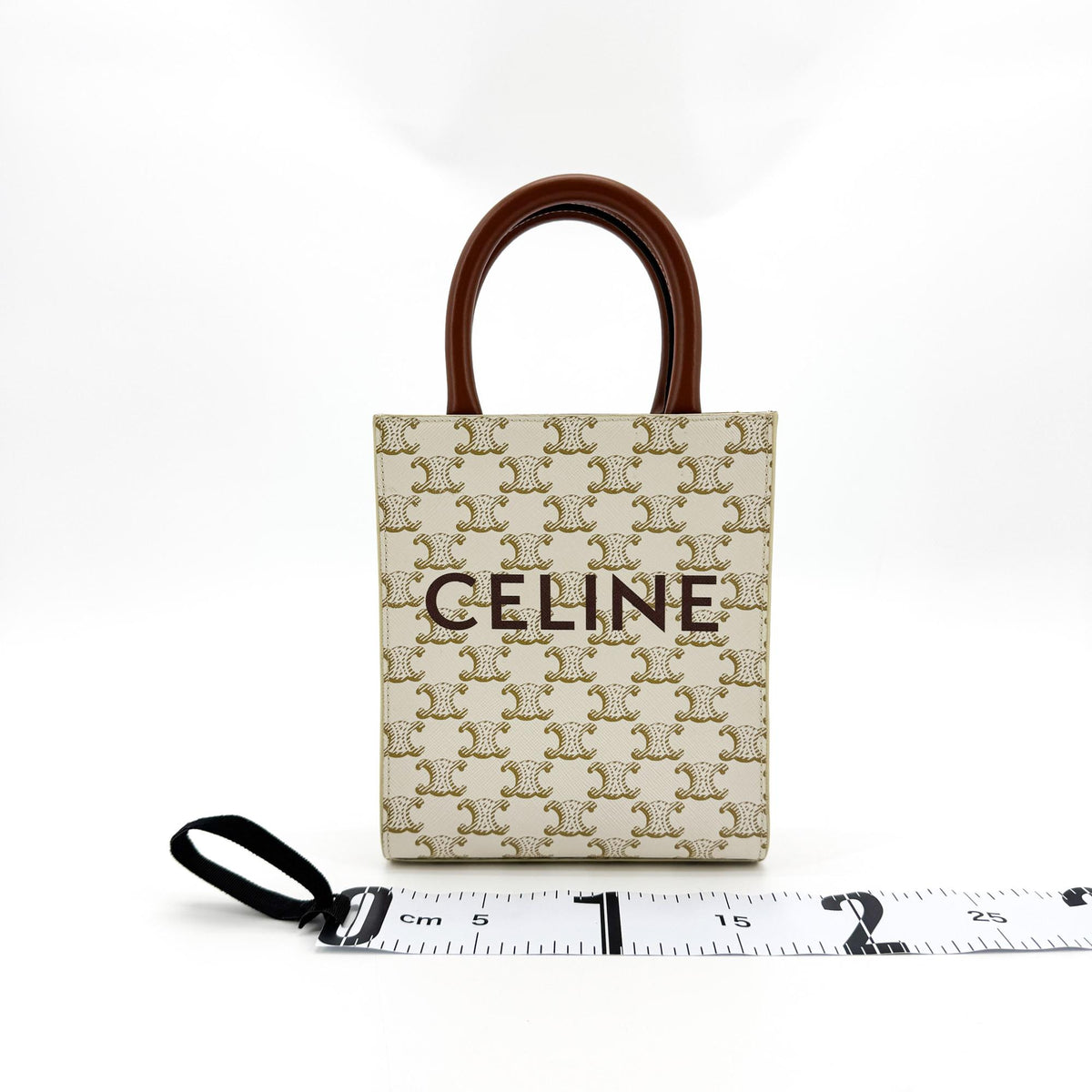 Celine Mini Vertical Cabas Triomphe Canvas White