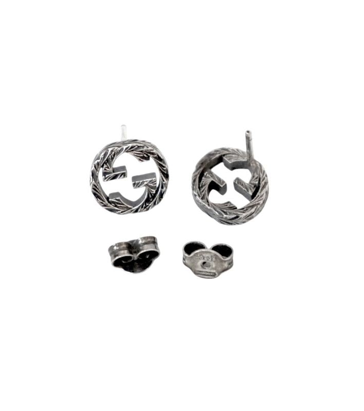 Gucci Ebony Interlocking G Silver Earrings