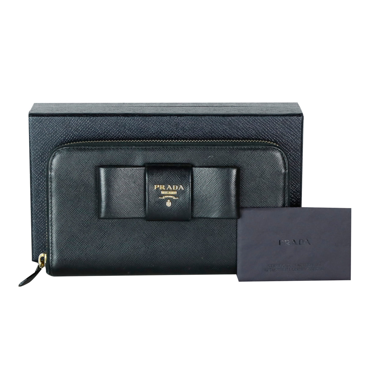Saffiano Bow Zipper Long Wallet 1M0506