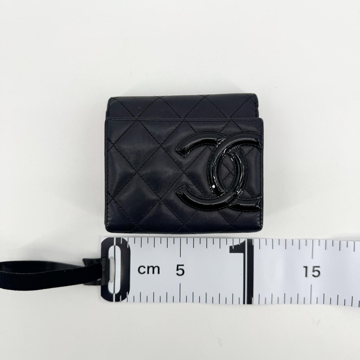 Chanel Cambon Line Triple Fold Wallet Black Patent