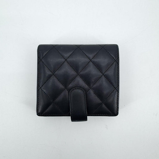 Chanel Cambon Line Triple Fold Wallet Black Patent