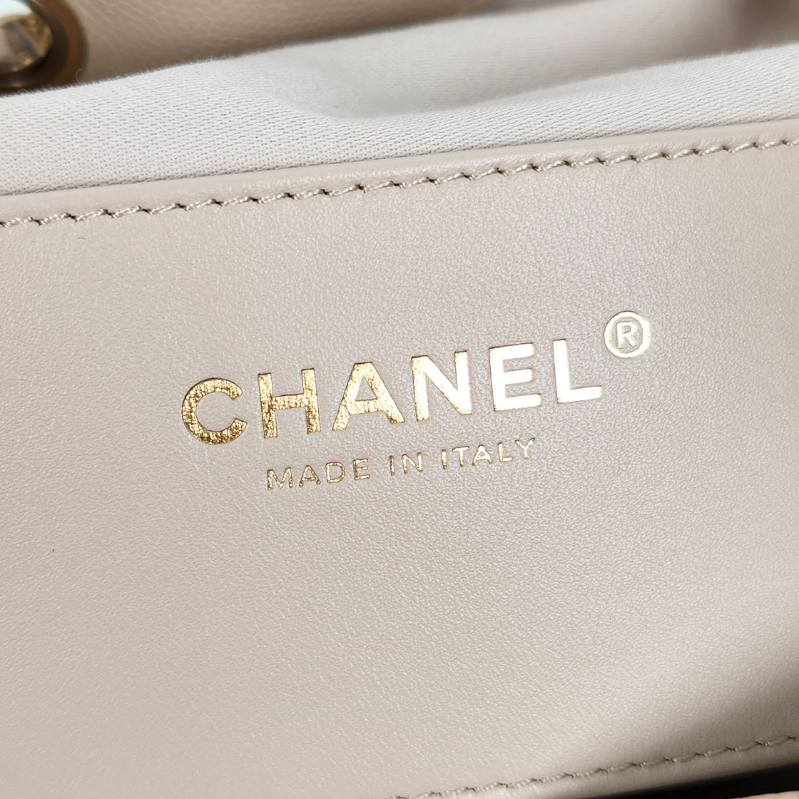 Chanel Beige Medium Caviar 25 Bag with Built-in Chip